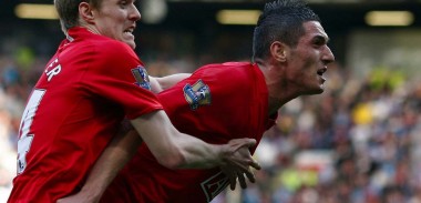 Federico Macheda celebrates scoring THAT goal against Aston Villa