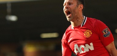 Ryan Giggs celebrates his goal against Norwich