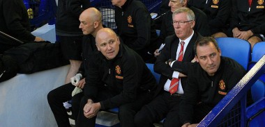 Sir Alex Ferguson on Manchester United's bench